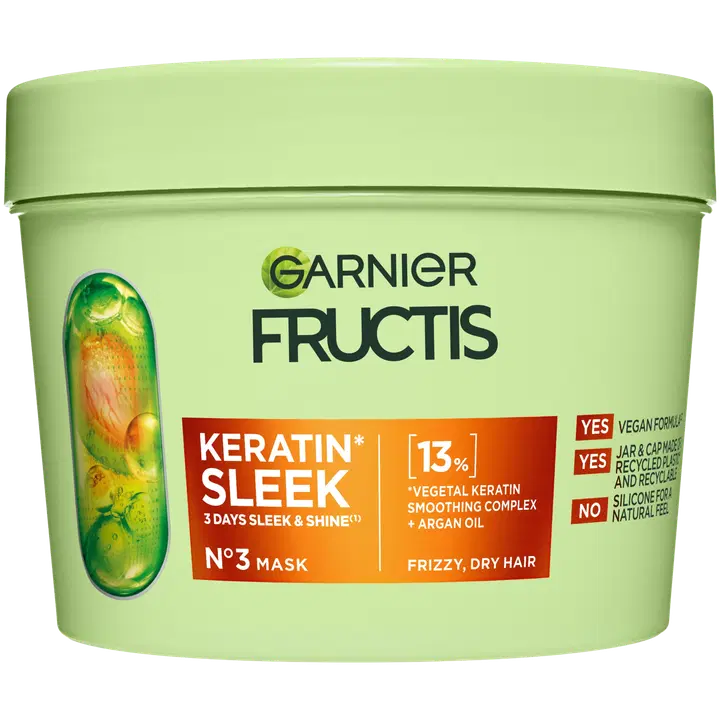 Garnier Fructis Keratin Sleek Hiusnaamio pörröisille hiuksille 370 ml