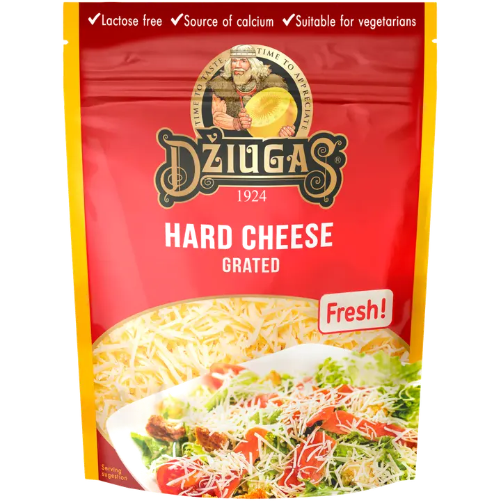 Dziugas Kõva riivitud juust, 40% rasva kuivaines, 100g