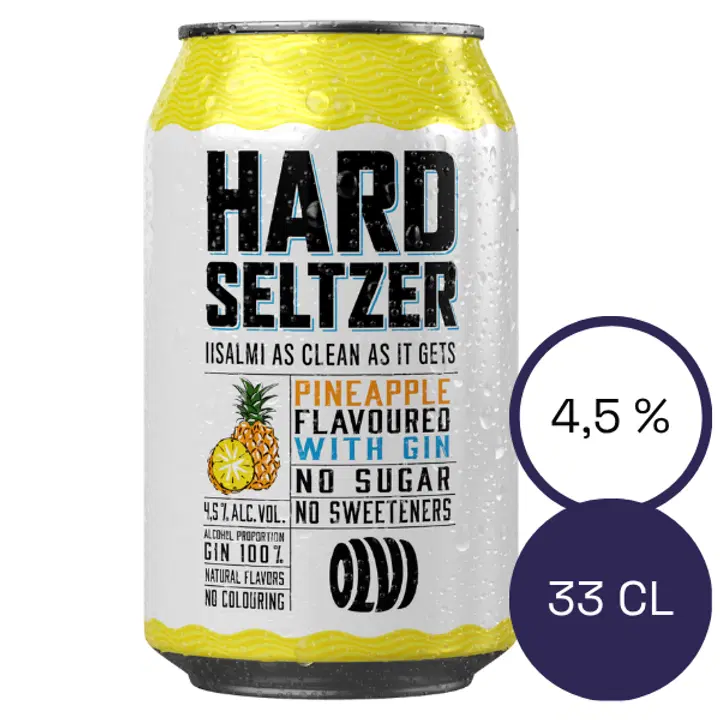 OLVI Hard Seltzer Pineapple & Gin 4,5 % 0,33 l burk