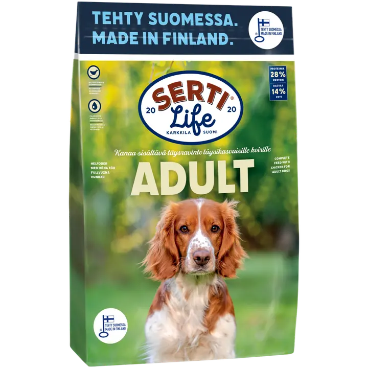 KOTIMAINEN SertiLife Adult, täysravinto aikuisille koirille 4 kg