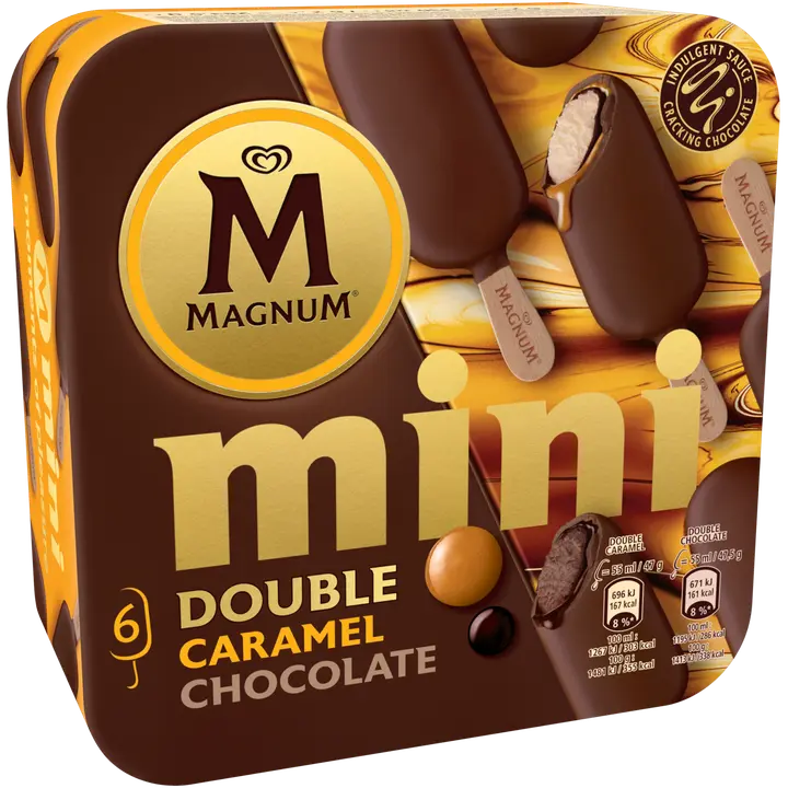 Magnum Mini Double Caramel & Chocolate Jäätelö Monipakkaus 330ml/323g 6 kpl