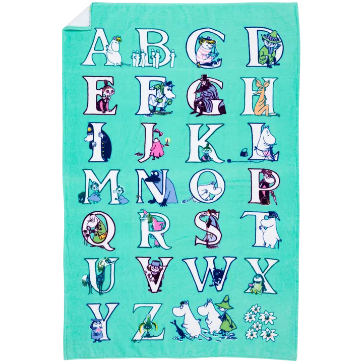 Moomin Arabia Muumi kylpypyyhe 95x150 Aakkoset GOTS