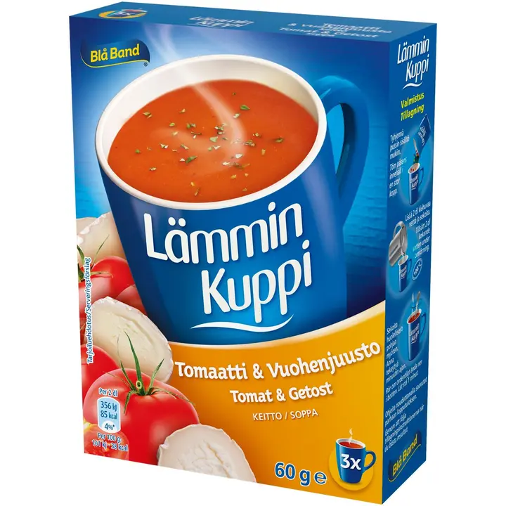 Blå Band Lämmin Kuppi vähälaktoosinen Tomaatti-Vuohenjuustokeitto 3x20g