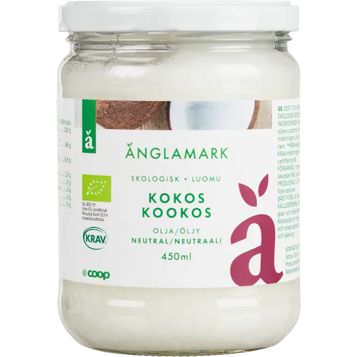 Änglamark kookosöljy neutral luomu 450 ml