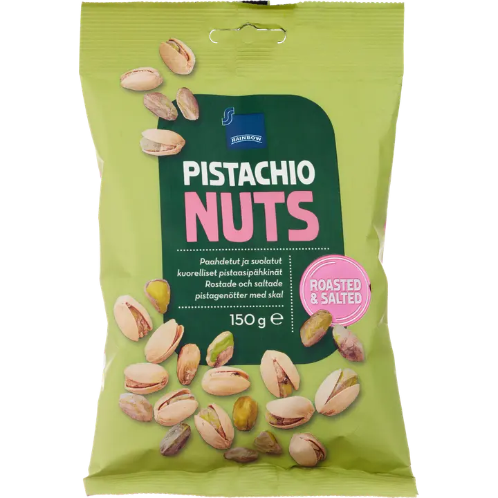 Rainbow 150g paahdetut ja suolatut kuorelliset pistaasipähkinät
