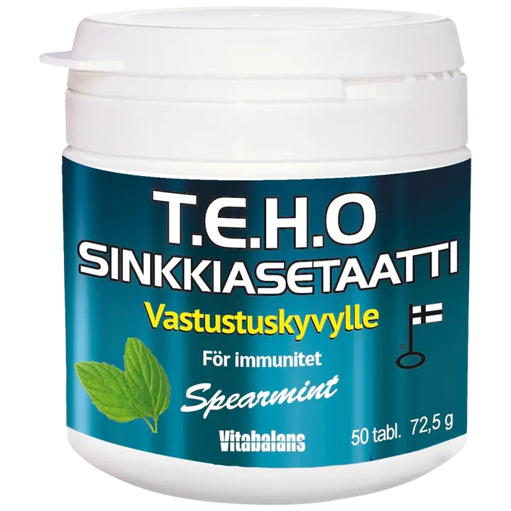Teho Sinkkiasetaatti 50 tabl. imeskelytabletti spearmint