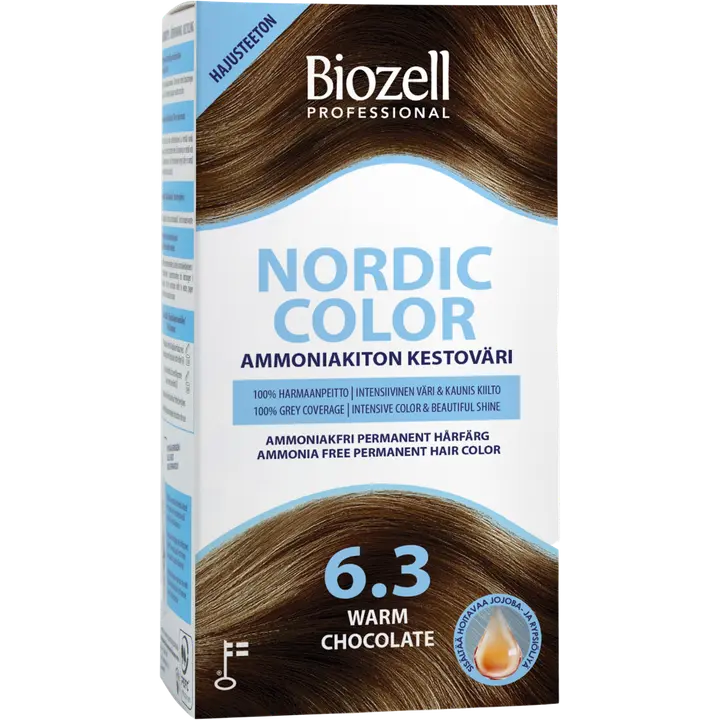 Biozell Professional Nordic Color ammoniakiton kestoväri Warm Chocolate 6.3 2x60ml