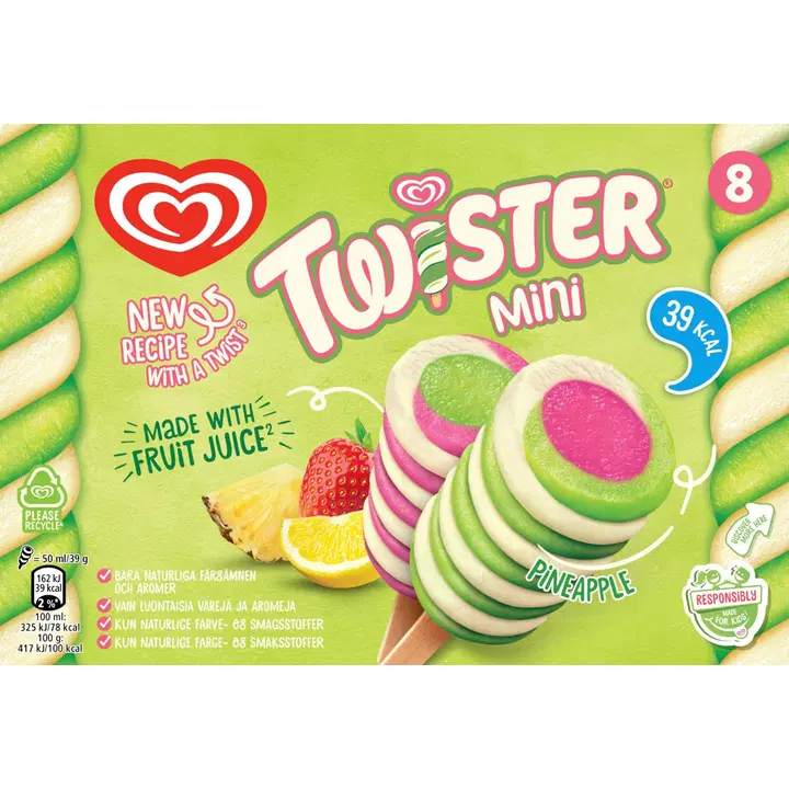 Twister Mini jäätis laktoosivaba 400 ml 8 tk