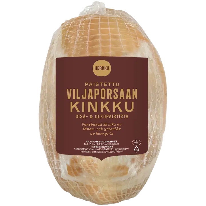 Herkku Paistettu Viljaporsaan kinkku sisä- & ulkopaistista n. 3,5 kg