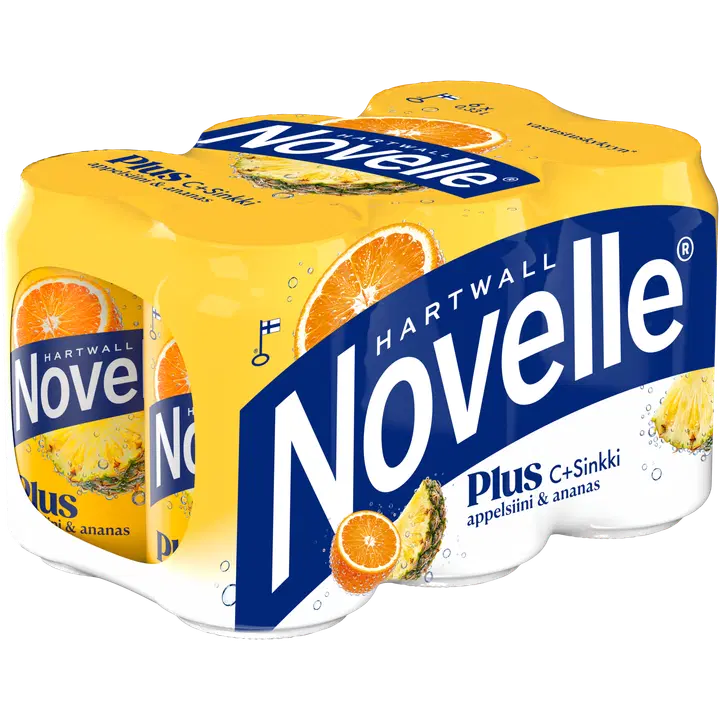 6 x Hartwall Novelle Plus C + Sinkki Appelsiini-Ananas vitaminoitu vesi 0,33 l