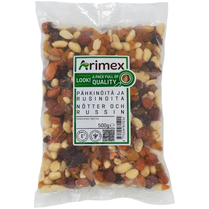 Arimex Pähkinöitä ja rusinoita 500g
