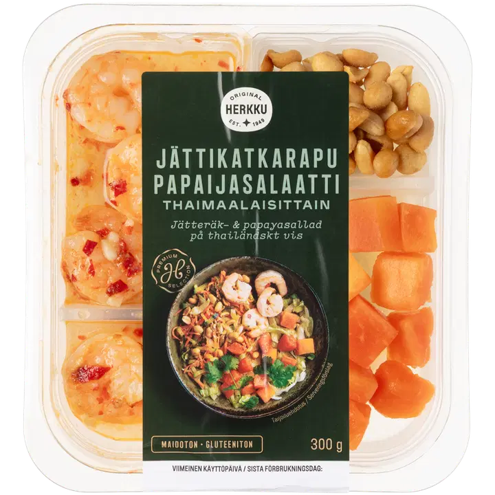 Herkku Jättikatkarapu-papaijasalaatti thaimaalaisittain 300g