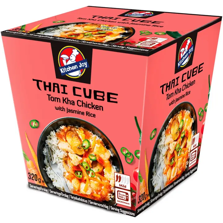 350g Kitchen Joy Thai-Cube Tom Kha -kanaa ja jasmiiniriisiä, pakasteateria