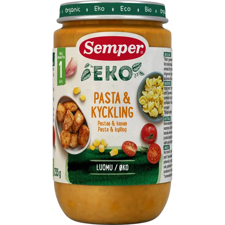 Semper EKO Pastaa & kanaa 1v luomu lastenateria 235g