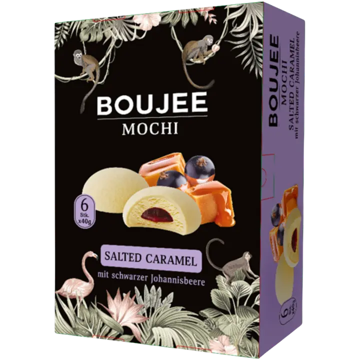 BOUJEE Mochi mustasõstratäidisega soolakaramellijäätis riisitainaümbrises 6 × 40 g