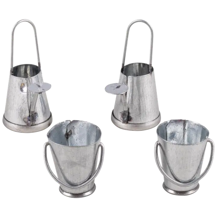 Rayher Hobby metallinen kastelukannu + ämpäri, 2 tyyppiä, 2-3 cm, itsepalveluarkki 4 kpl