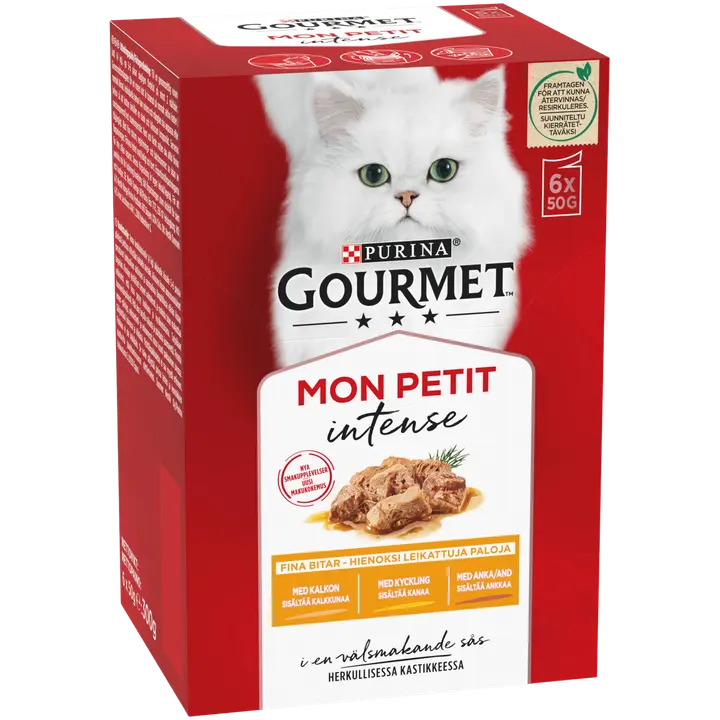 Gourmet täissööt kassidele, erinevad valikud linnulihaga 6 × 50 g