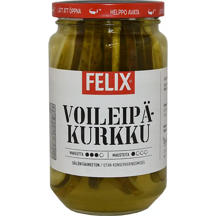 Felix voileipäkurkku pitkittäin viipaloituja kurkkuja mausteliemessä 460/230g