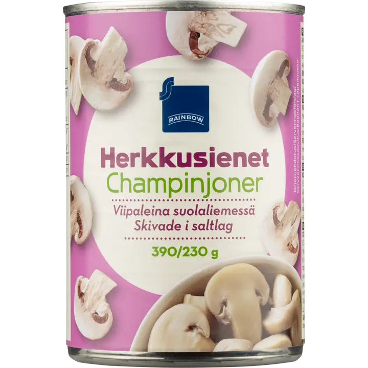 Rainbow herkkusienet viipaleina suolaliemessä 390g/230g