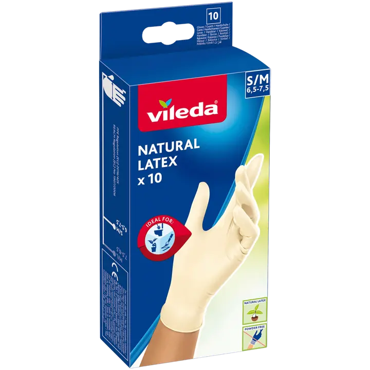 Vileda Natural Latex 10 kertakäyttökäsine koko S/M