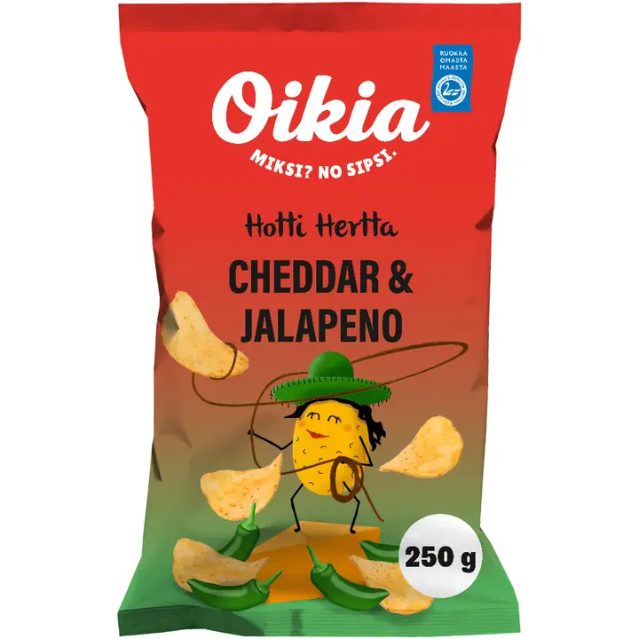 Oikia Hotti Hertta cheddar ja jalapeno perunalastu 250g
