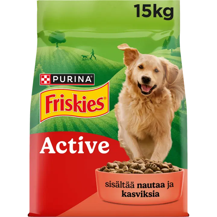 Purina Friskies Active Nautaa Koiran kuivaruoka 15kg