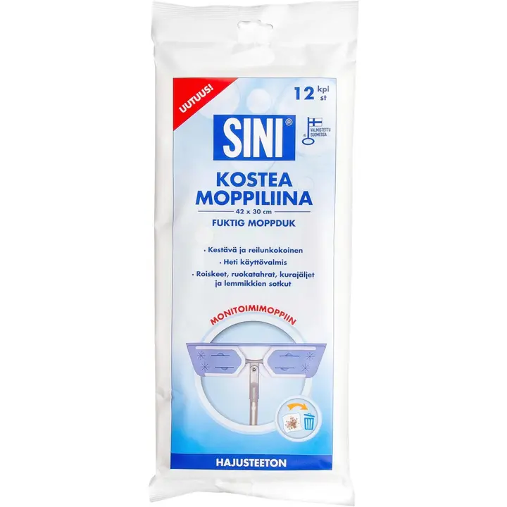 Sini 42x30 cm 12 kpl kostea Moppiliina