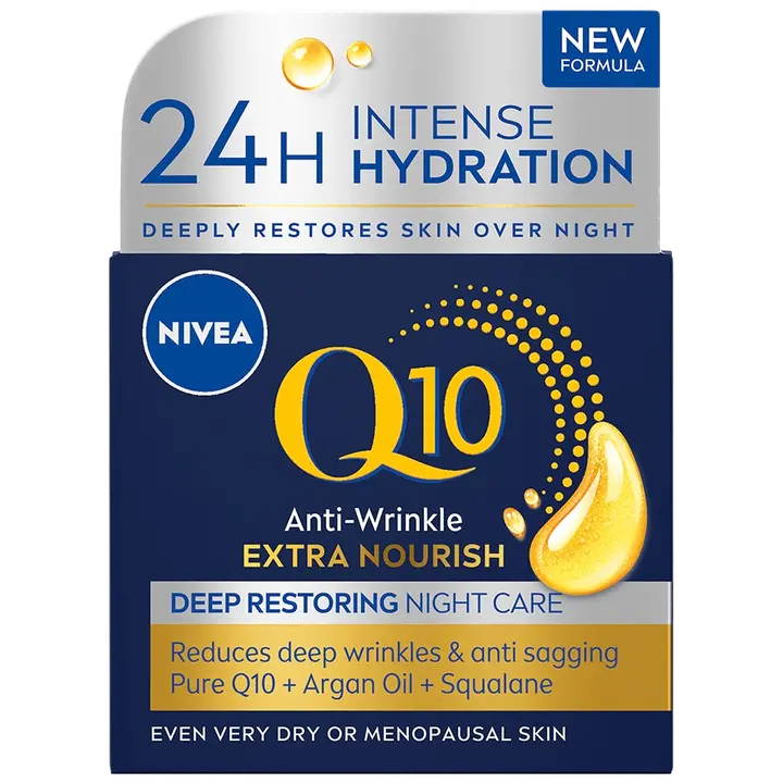 NIVEA 50ml Q10 Anti-Wrinkle Extra Nourish Deep Restoring Night Cream -yövoide