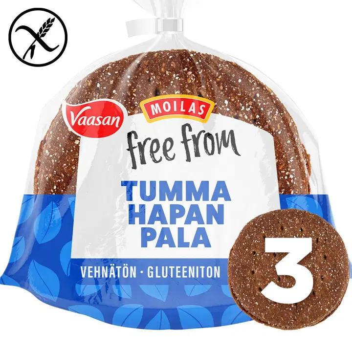 Vaasan Moilas Free From Tumma hapanpala 210g 3kpl gluteeniton tumma palaleipä