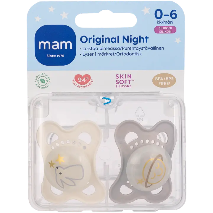 MAM Original Night 0-6kk silikoni 2kpl yötutti