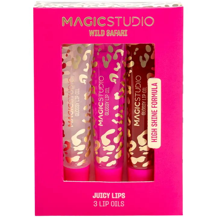 Lähde kauneusseikkailuun Wild Safari -lahjapakkauksella! Kolme hoitavaa huuliöljyä kosteuttaa ja tuo kevyen värin sekä kiiltävän lopputuloksen huulillesi.