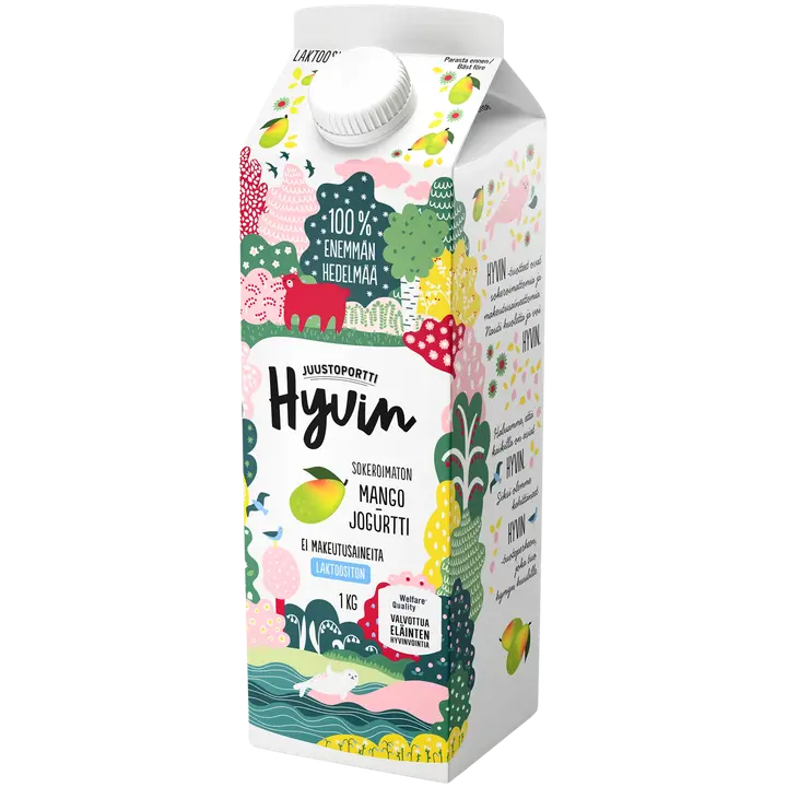 Juustoportti suhkru ja magusaineteta laktoosivaba mangojogurt 1 kg