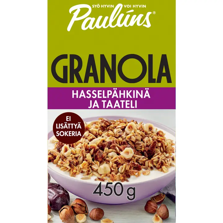 Paulúns hasselpähkinä ja taateli granola muromysli 450g