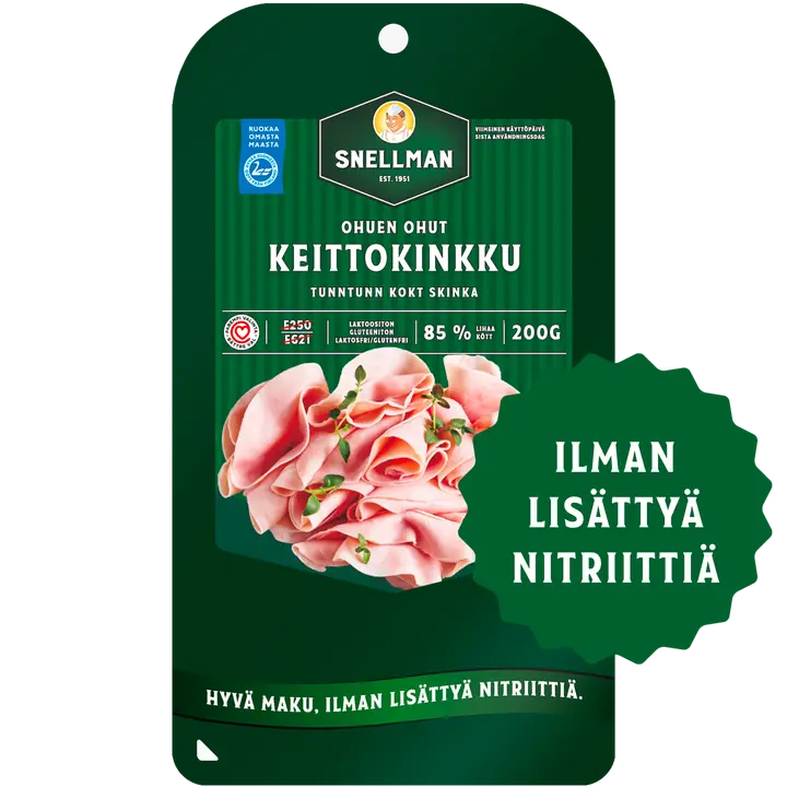 Snellman Ohuen ohut keittokinkku 200 g ilman lisättyä nitriittiä
