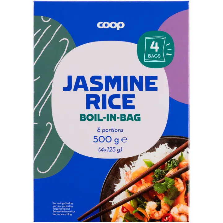 Coop jasmiiniriisi keitinpussissa 4 x 125 g