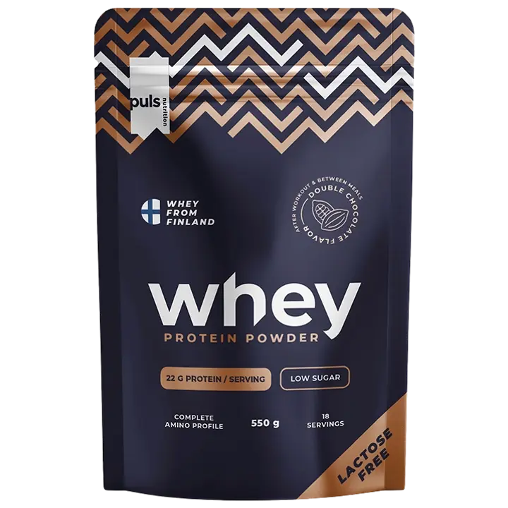 PULS WHEY Tuplasuklaa proteiinijauhe 550g laktoositon kotimainen