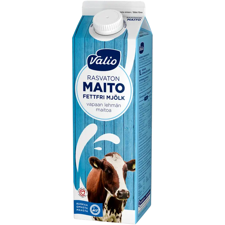 Valio vapaan lehmän rasvaton maito 1 l