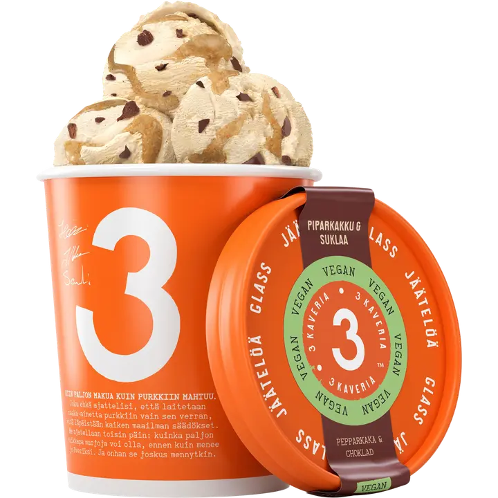 3 Kaveria Vegaaninen Piparkakku & Suklaa jäätelö 500ml/400g