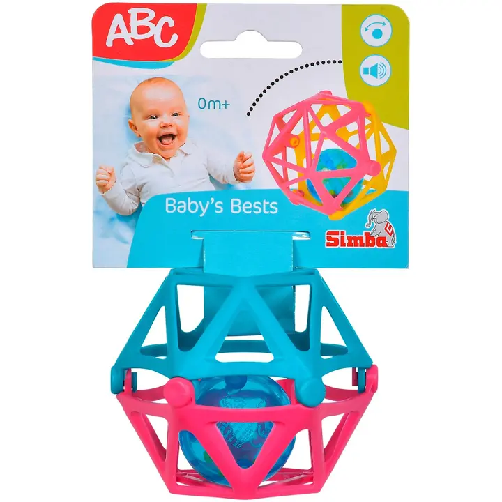 ABC Pehmokuutio, jossa helistinpallo, lajitelma, 4 erilaista. Pakkaus sisältää yhden tuotteen.