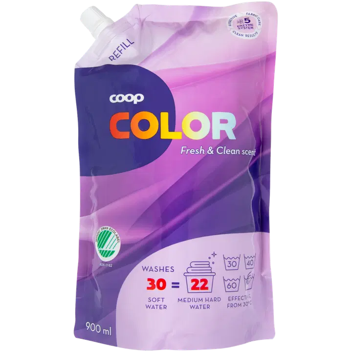 Coop Color kirjopyykin pesuneste täyttöpakkaus 900 ml