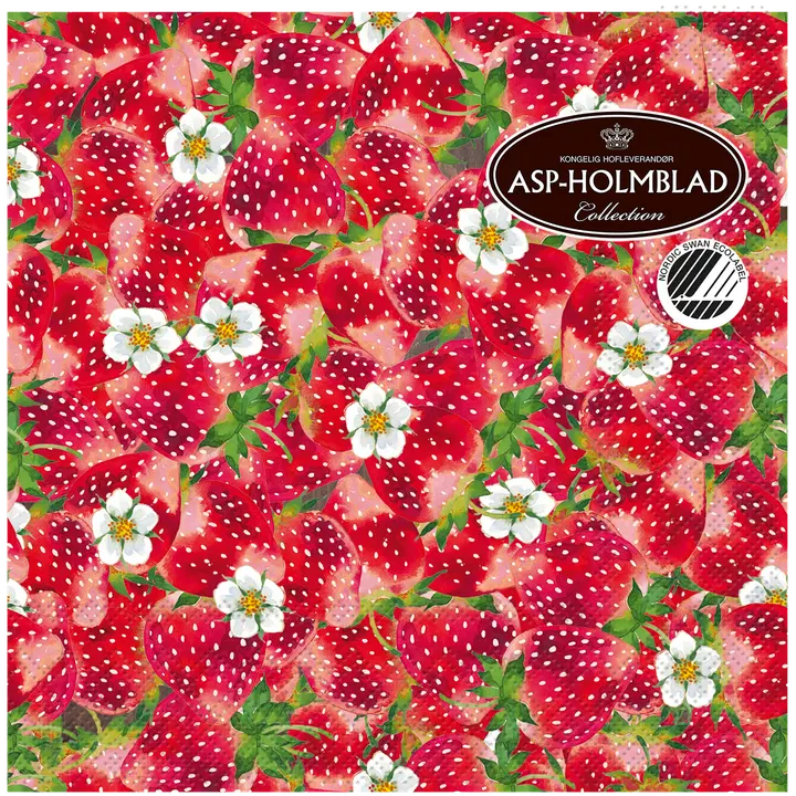 Asp lautasliina 33cm mansikkakuviolla