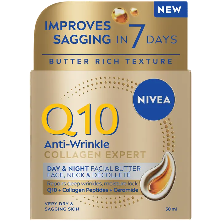 NIVEA 50ml Q10 Anti-Wrinkle Collagen Expert Day & Night Facial Butter -kasvovoi