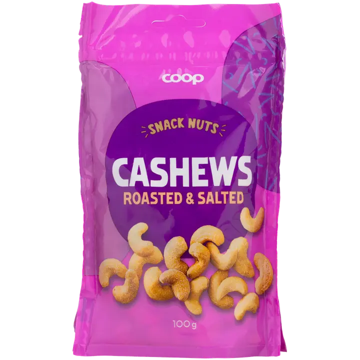 Coop  paahdetut & suolatut cashewpähkinät 100g