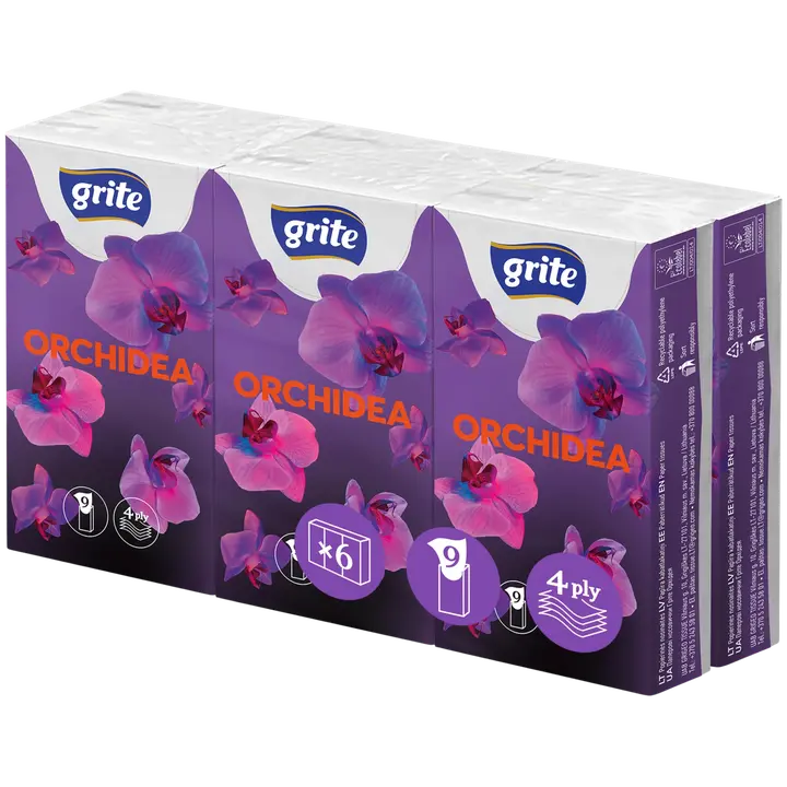 Grite Orchidea White taskurätid 4-kihlised 6x9tk