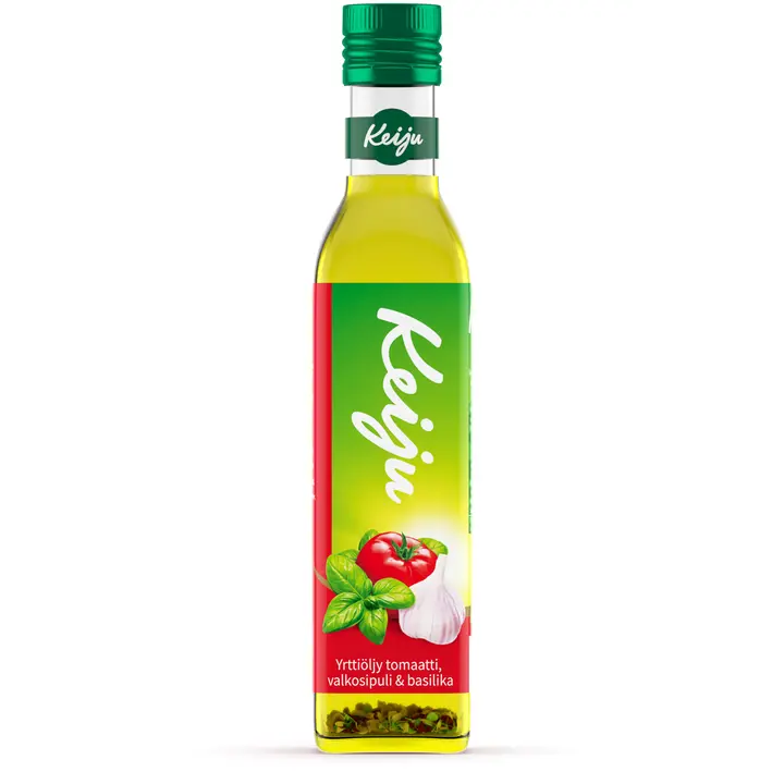 Keiju tomaatti, valkosipuli, basilika yrttiöljy 250 ml