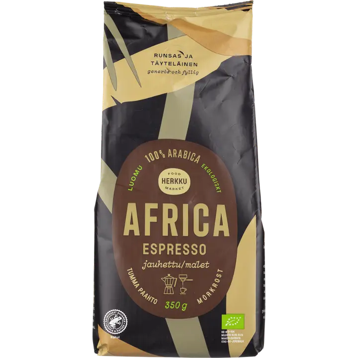Herkku Luomu Africa Espresso 350 g jauhettu tumma paahto