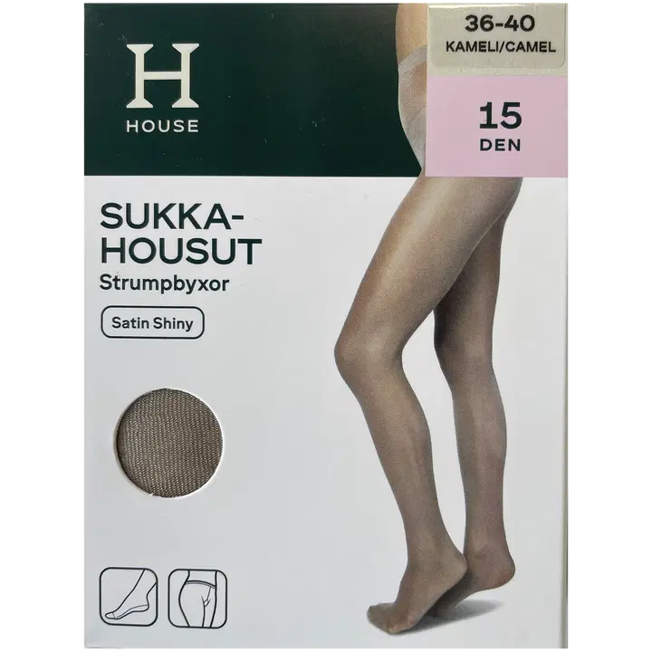 House sukkahousut Satin Shiny 15 den Camel,  koko 44-48