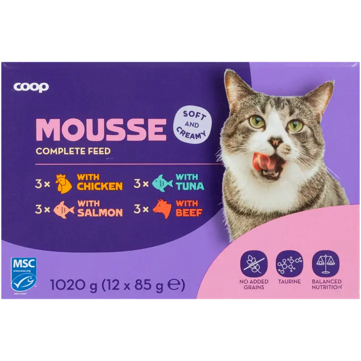 Coop mousselajitelma täysikasvuisille kissoille MSC 1020 g 12 kpl