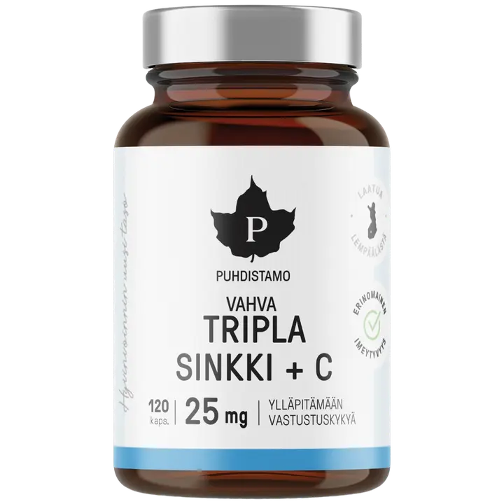 Puhdistamo Tripla Sinkki + C 25 mg 120 kapselia