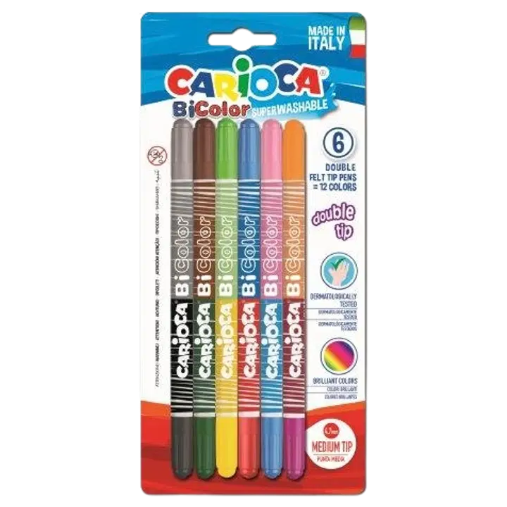 Viltpliiatsid carioca bicolor, 6 tk=12 värvi